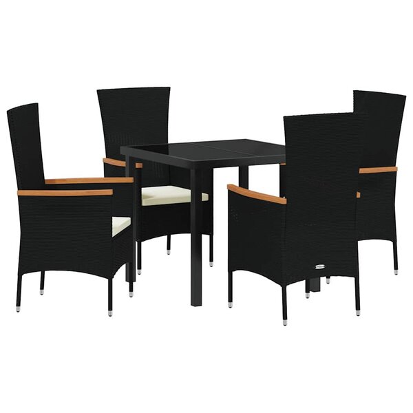 vidaXL Ensemble de salle à manger pour jardin 5 Pièces Noir Poly rotin