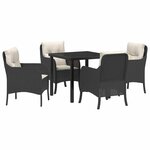 vidaXL Ensemble de salle à manger pour jardin 5 Pièces Noir Poly rotin