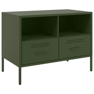 vidaXL Meuble TV vert olive 68x39x50 5 cm acier laminé à froid