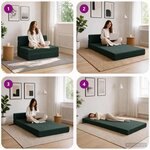 vidaXL Canapé-lit pliable Vert foncé 70 x 80 x 60 cm Tissu