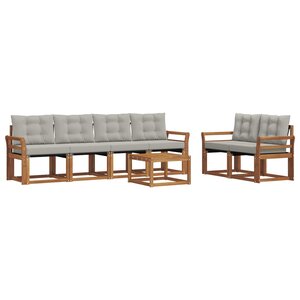 vidaXL Ensemble de canapés d'extérieur 7 pc Gris Naturel et Clair