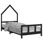 vidaXL Cadre de lit pour enfants noir 90x200 cm bois de pin massif