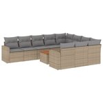 vidaXL Salon de jardin et coussins 11 Pièces mélange beige résine tressée