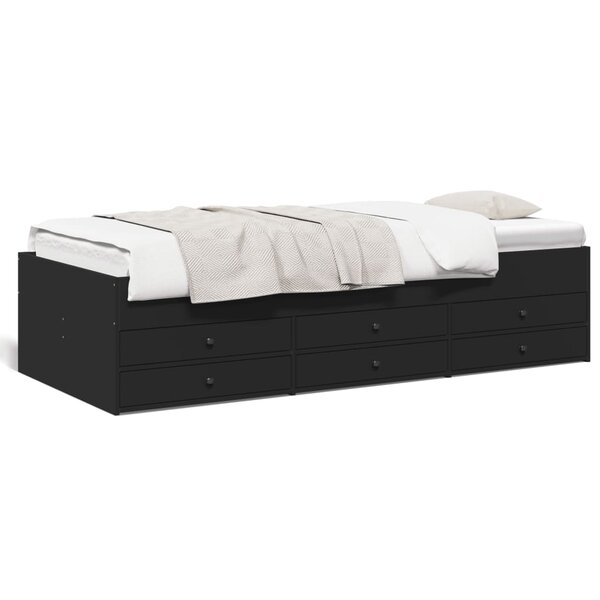 vidaXL Lit de jour avec tiroirs sans matelas noir 75x190 cm