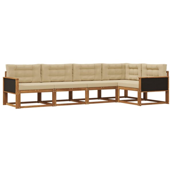 vidaXL Ensemble de canapés d'extérieur 5 pc Naturel et Beige