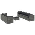 vidaXL Salon de jardin 8 Pièces avec coussins Gris Résine tressée