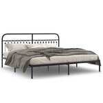 vidaXL Cadre de lit métal sans matelas avec tête de lit noir 200x200cm
