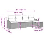 vidaXL Ensemble de canapé de jardin 5 pièces avec coussins Beige Poly Rattan