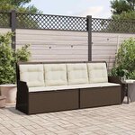vidaXL Banc inclinable de jardin avec coussins marron résine tressée