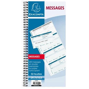 Carnet Spiralé 29 7x14 8cm - Messages Téléphones (4 À La Page) - 50 Feuilles Dupli Autocopiantes - Motif - X 5 - Exacompta