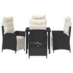 vidaXL Set de salle à manger de jardin 5 pièces en rattan poly noir