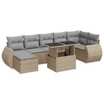 vidaXL Salon de jardin avec coussins 8 Pièces beige résine tressée