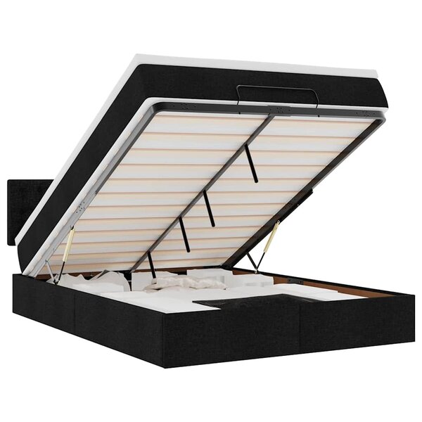 vidaXL Lit ottoman avec matelas et LED noir 140x190 cm tissu