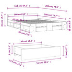 vidaXL Cadre de lit avec tiroirs sans matelas chêne sonoma 160x200 cm