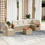 vidaXL Salon de jardin avec coussins 7 Pièces beige résine tressée