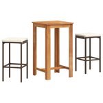 vidaXL Ensemble de bar de jardin 3 Pièces marron bois massif acacia rotin