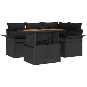 vidaXL Ensemble de canapé de jardin 5 Pièces Noir 100 x 55 x 73 cm