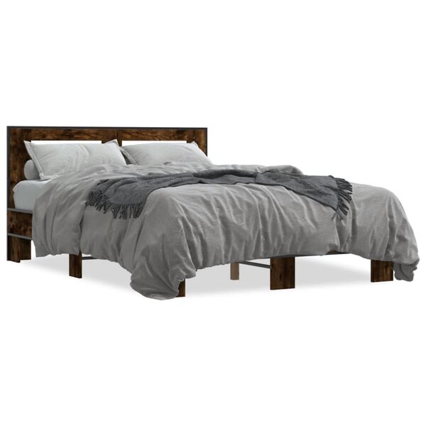 vidaXL Cadre de lit sans matelas chêne fumé 135x190 cm