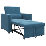 vidaXL Fauteuil Convertible bleu velours 3-en-1