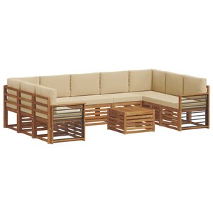 vidaXL Ensemble de canapés d'extérieur 10 pc Naturel et Beige