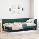 vidaXL Cadre de lit d'angle Vert foncé 90 cm x 200 cm tissu