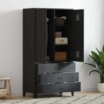 vidaXL Garde-robe industrielle Noir 90x50x180 cm Métal