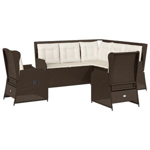 vidaXL Salon de jardin 5 Pièces avec coussins Marron Résine tressée