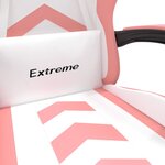 vidaXL Chaise de jeu avec repose-pied Blanc et rose Similicuir