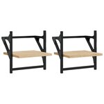 vidaXL Étagères murales avec barres 2 Pièces chêne sonoma 30x25x30 cm