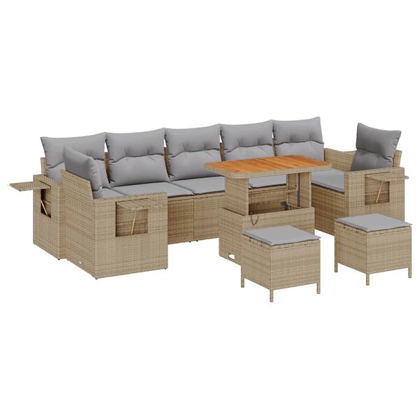 vidaXL Ensemble de canapé de jardin 10 Pièces Beige et Gris clair