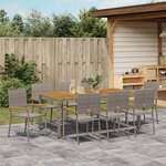 Ensemble de Salle à Manger de Jardin vidaXL 9 Pièces Gris Rattan Poly