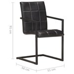 vidaXL Chaises à manger cantilever lot de 4 noir cuir véritable