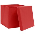 vidaXL Boîtes de rangement et couvercles 10 Pièces Rouge 32x32x32cm Tissu
