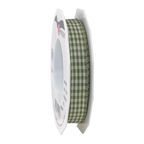 Ruban textile carreau de vichy 20-m-rouleau 15 mm  olive/créme