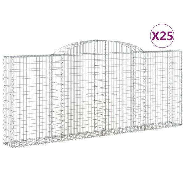 vidaXL Paniers à gabions arqués 25 Pièces 300x30x120/140 cm fer galvanisé