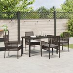 vidaXL Ensemble de salle à manger de jardin 5 pièces avec coussins marron en poly rattan