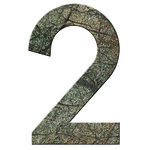 Numéro 2 - Numéro adhésif pour boîtes aux lettres- Pierre véritable 50 mm ORIGINES