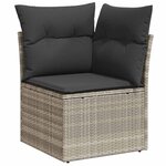 vidaXL Ensemble de canapé de jardin 11 Pièces Gris clair Poly rotin