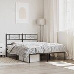 vidaXL Cadre de lit métal sans matelas avec tête de lit noir 120x190cm