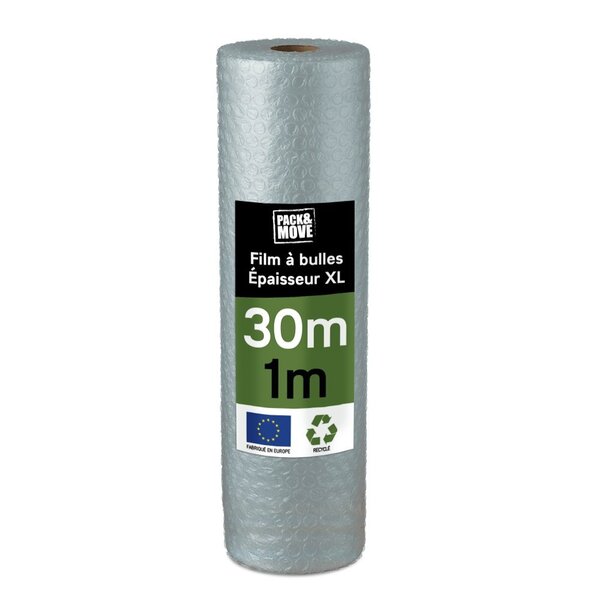 Pack And Move - Film À Bulle Recyclé - 1 X 30 M - Déménagement  Expédition Et Protection - Papier Bulle De Qualité - 70  recyclé