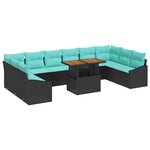 vidaXL Ensemble de salle à manger pour jardin 11 Pièces Noir et Sarcelle