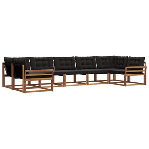 vidaXL Ensemble de canapés d'extérieur 7 pc Naturel et Noir