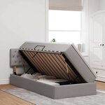 vidaXL Lit de rangement LED avec matelas Taupe 90 x 190 cm Tissu