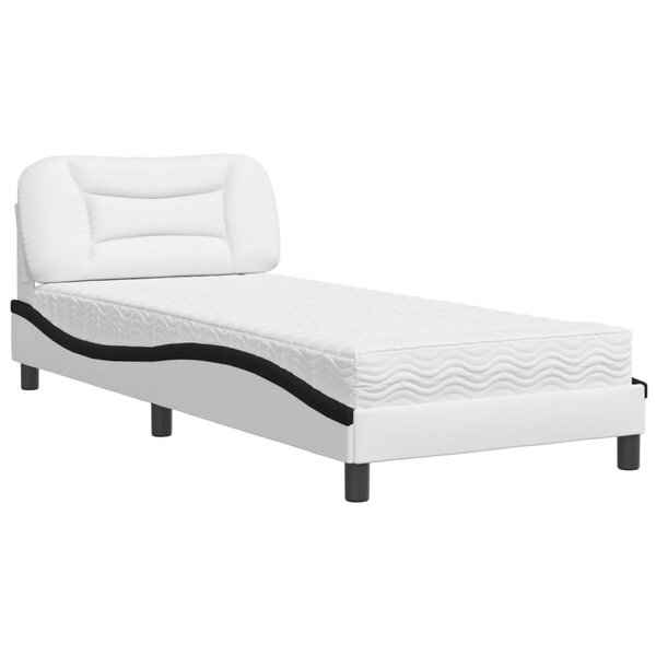 vidaXL Lit avec matelas blanc et noir 80x200 cm similicuir