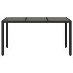 vidaXL Table de jardin dessus en verre Noir 150x90x75cm Résine tressée