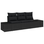vidaXL Ensemble de Canapés de Jardin de 3 Pièces avec Coussins Noir Poly Rattan