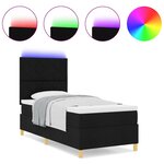 vidaXL Lit à ressorts avec matelas et LED Noir 100x200 cm Tissu