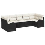 vidaXL Ensemble de canapé de jardin 7 Pièces Noir et blanc Poly rotin