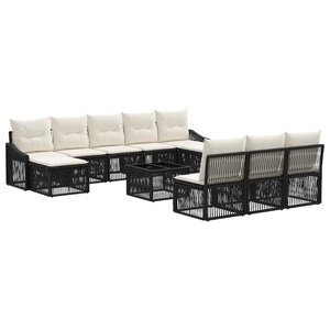 vidaXL Ensemble de canapé de jardin 11 Pièces Noir polyrotin