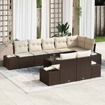 vidaXL Ensemble de canapé de jardin avec coussin 9 Pièces Marron et crème
